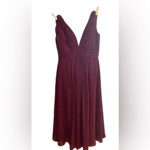 AZAZIE BURGUNDY PLEATED DRESS 22” PTP